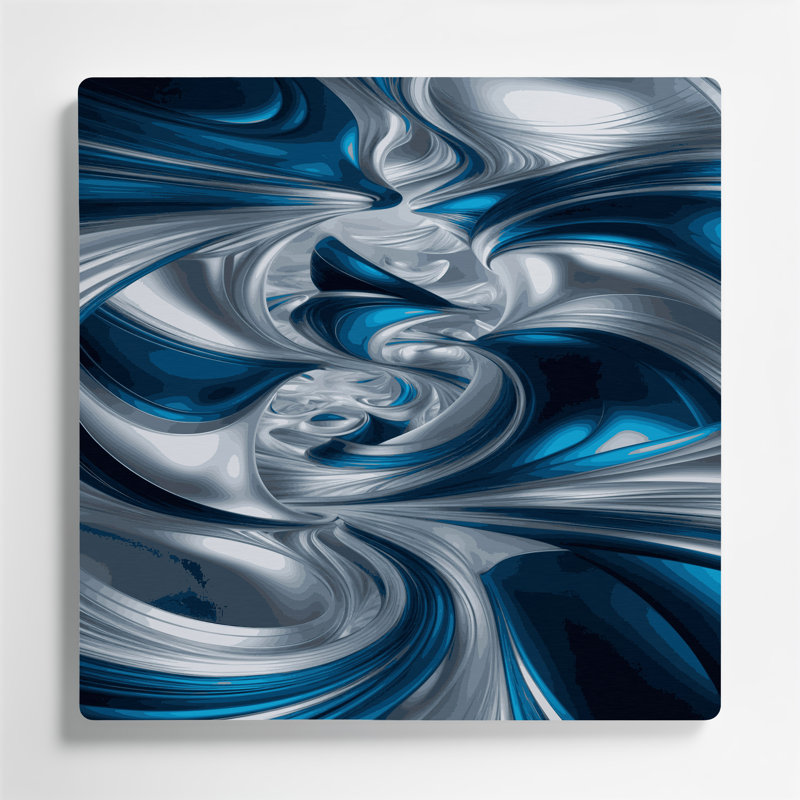 Abstrait paysage 38, art mural en métal bleu, H 32 po x l 32 po