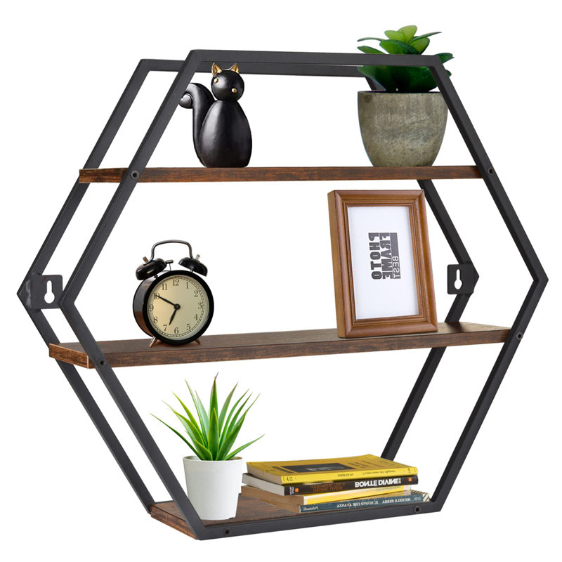 Étagère hexagonale 3 pièces avec tablettes réglables