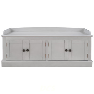 Storage Bench With 4 Doors And Adjustable Shelves, Shoe Bench With Removable Cushion For Living Room, Entryway (Gray Wash), Shoe Storage