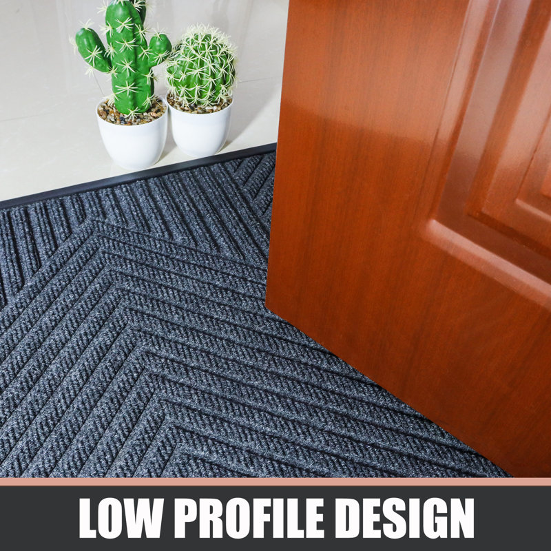 Lodewyk Non-Slip Geometric Doormat, Black, 32" W x 48" L