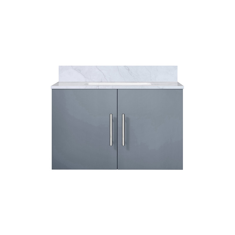 Meuble-lavabo gris foncé 30 po X P 22 po, comptoir en marbre, fabrication en bois massif, support à fermeture en douceur, finition égratignure et teinture, grande capacité de rangement,