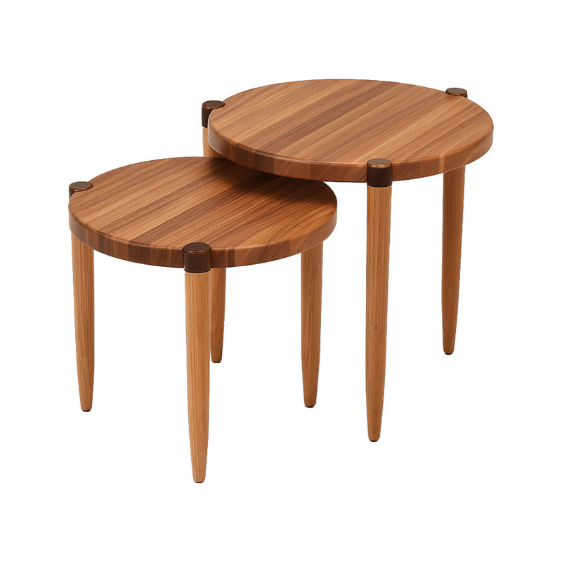Leick Home Redonda Bay Side Tables 2 Pack, Natural Jequitiba, Natural Wood