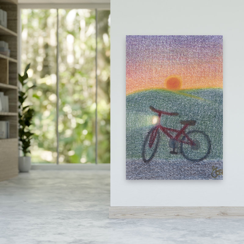"Vélo au coucher du soleil", 60" H x 40" W