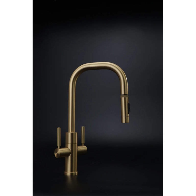 Fulton Modern Extended Reach 2 Handle Plp Faucet - Toggle Sprayer, Chardonnay