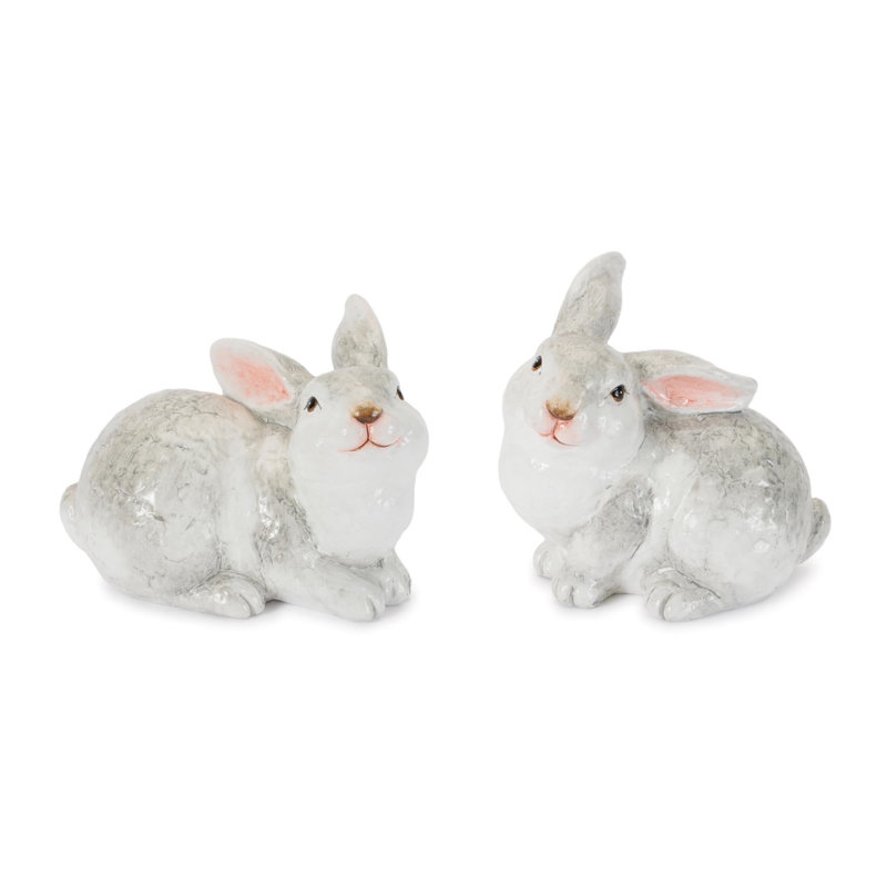 Lapin blanc terre cuite (ensemble de 2)