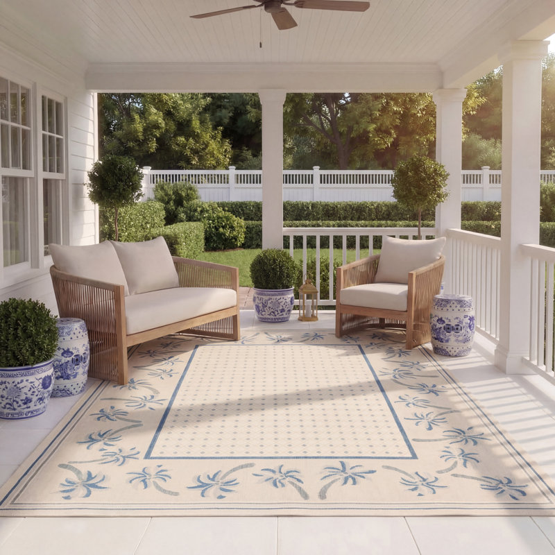 Tapis d'intérieur / extérieur à motif floral Lueck, Rectangle 8 pi x 11 pi