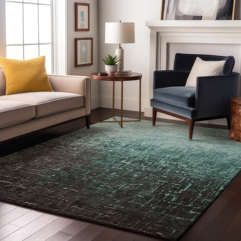 Premium Machine Washable Corum AMF1066 Ombre Rug, Rectangle 5 pi x 7 pi 6 po