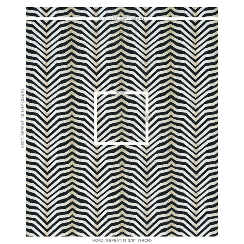 Schumacher x Neisha Crosland Tumble Weed Appliqué Fabric, Black/Ivory