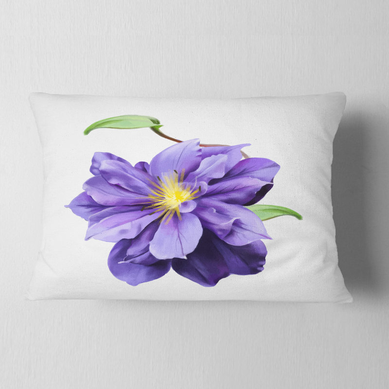 Coussin décoratif imprimé floral mauve avec fleurs d'été, Rectangle, 12 po x 20 po
