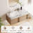 36" Modern Floating Bathroom Vanity with Sink, Wall-Mounted Wood Cabinet with Sintered Stone Countertop and Double Drawer Storage, Complete Drain Assembly Included