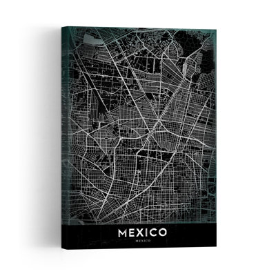 «Mexico City Street Grid Vintage Contemporary City Architecture», reproduction d'art mural