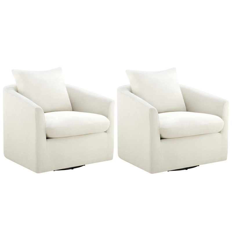 Fauteuil d'appoint pivotant rembourré Menta, Tweed de coton Flannigan