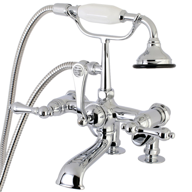 Auqa Vintage Adjustable 3 Handle Deck Mounted Tub Faucet