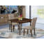 Cet ensemble de salle à manger 5 pièces comprend une table de salle à manger rectangulaire avec des feuilles décoratives et 4 chaises rembourrées en tissu kaki foncé en acajou-106903614-109975335-109975336