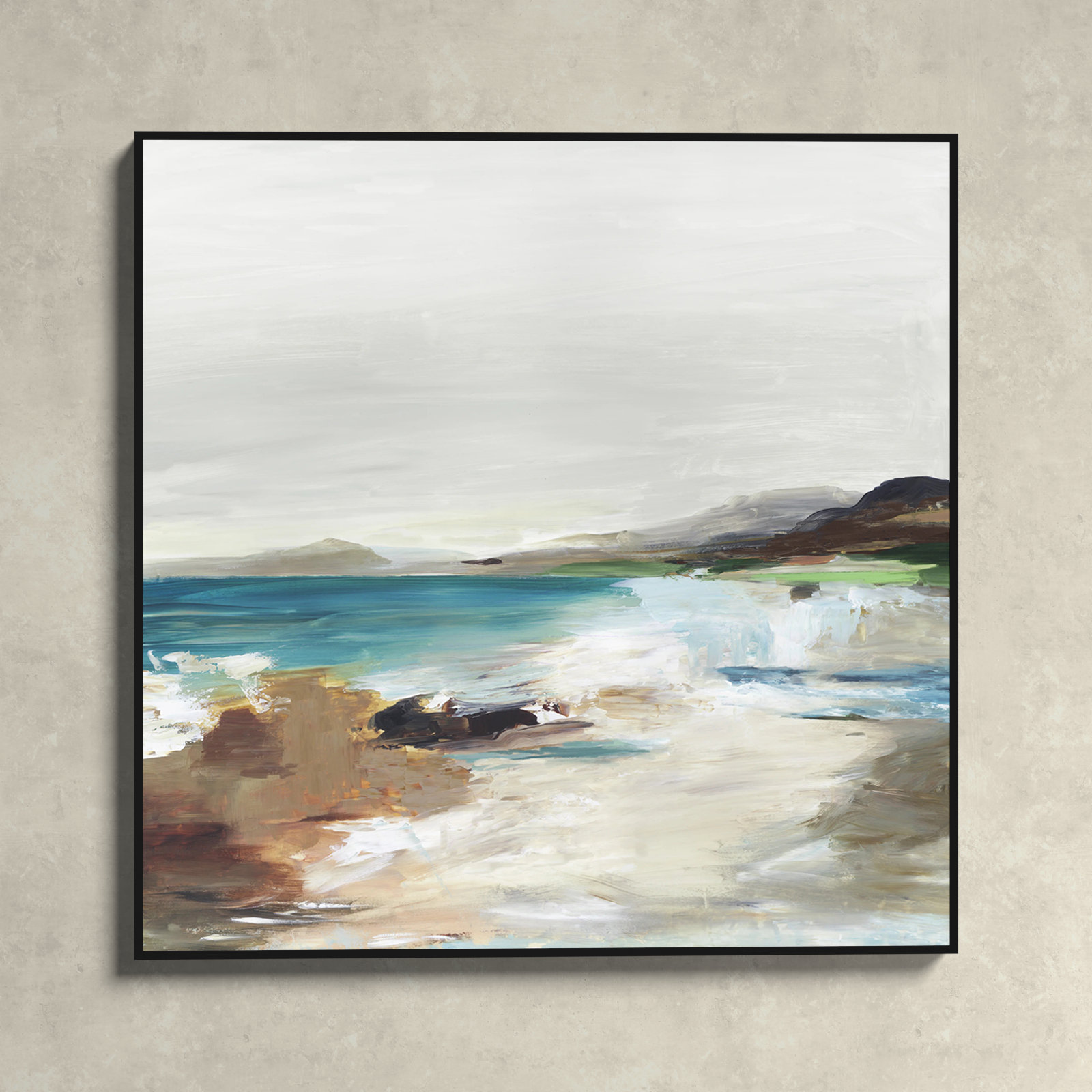 Edan "Calm Lake II" Print by Allison Pearce, Black Framed, 46.5" H x 46.5" W