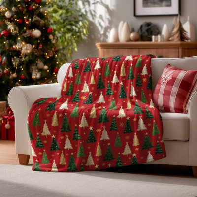Christmas Flannel Blanket Throw, Christmas Red Tree Soft Fuzzy Plush Cozy Fleece Blankets for Couch Sofa Bed Lounging, Ideal Gifts for Kids Adults Wife Self, 30x40