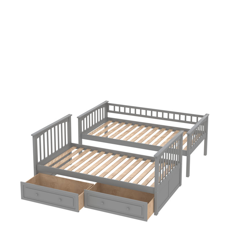 Gilba Kids Twin Over Twin Bunk Bed, Gray
