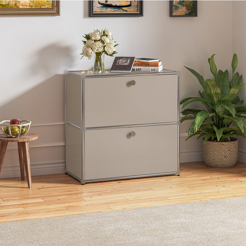Rangement avec table de chevet et classeur, Marron clair