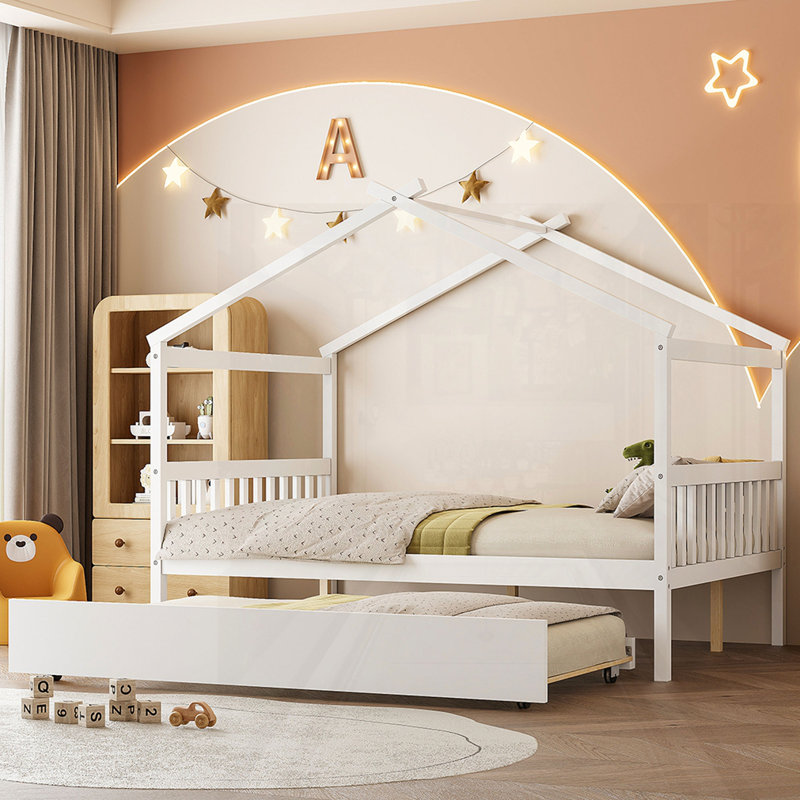 Lit en bois avec couchette, Complète , Blanc
