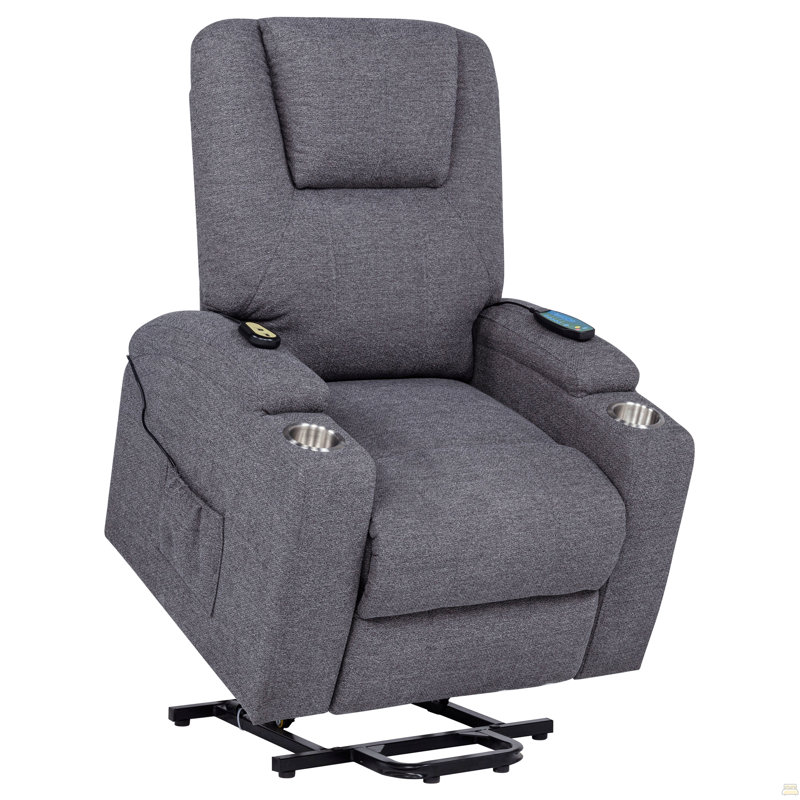 Grey Upholstered Power Lift Massage Chair