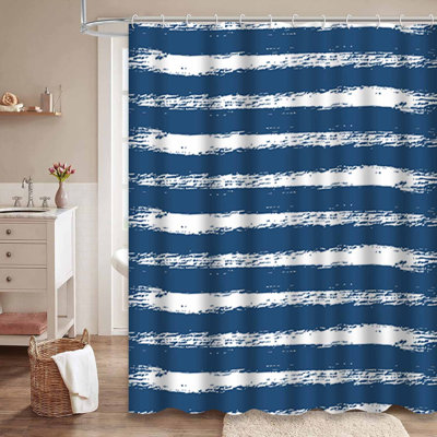 Rideau de douche rayé rayé avec 12 crochets