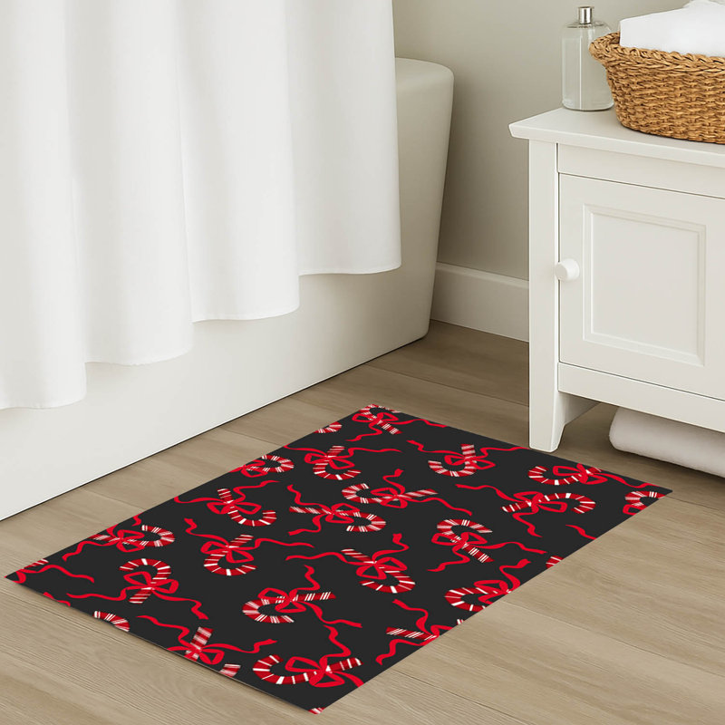 Tapis de bain Candycanes & Bows, Gris anthracite, Simple - L 34 po x l 21 po