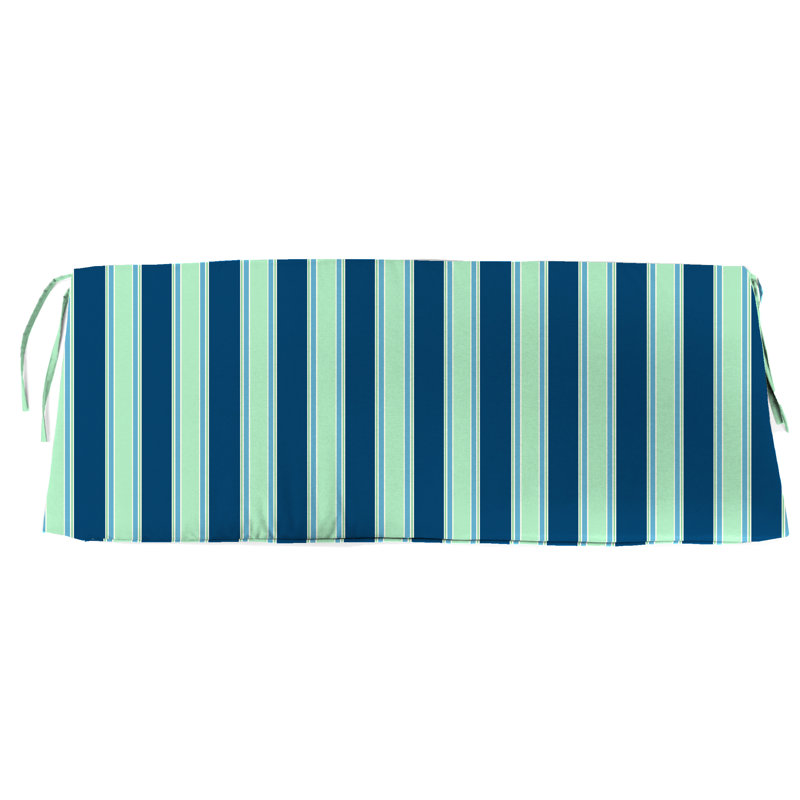 45" x 17" Outdoor Bench Cushion with Ties and Welt, Blue Striped