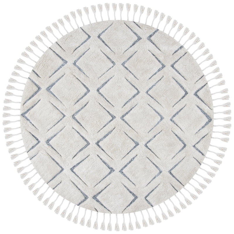 Gaetane Hand Tufted Performance Geometric Rug, Round 6'