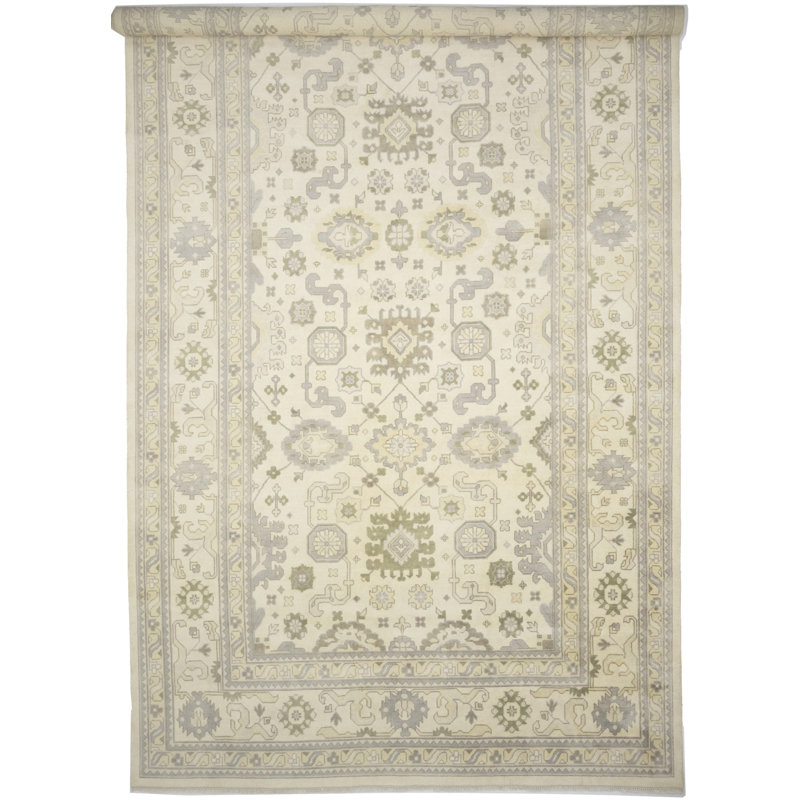 Tapis oriental unique à motif floral Oushak de style palatial 12 x 24