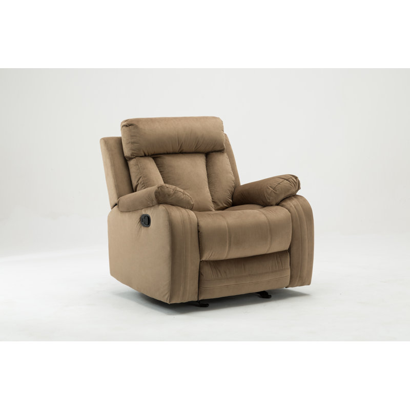 Ullery Upholstered Recliner, Beige Microfiber/Microsuede