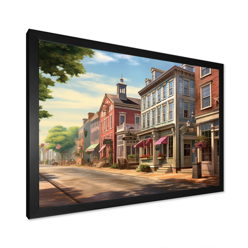 Connecticut's Village Charm, reproduction sur toile encadrée, H 34 po x l 44 po x P 1,5 po, Cadre photo noir