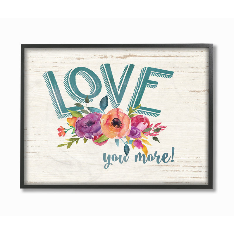 « love you more fleurs white wood », impression, Giclée encadrée noir minuit, H 11 po x l 14 po x P 1,5 po