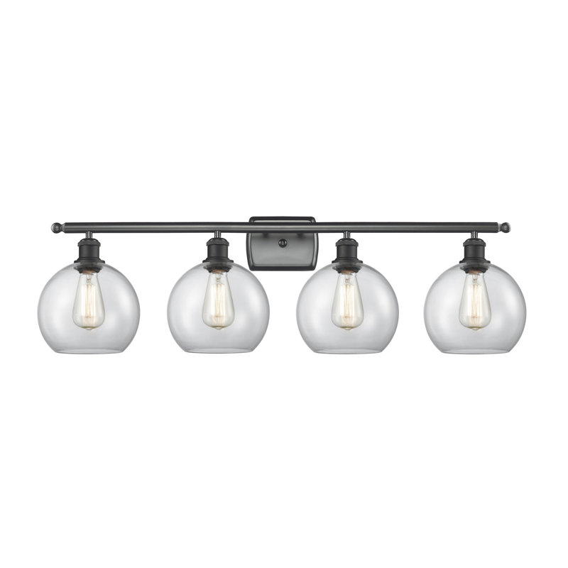 Éclairage de salle de bain à intensité variable 4 lumières Baptista, Transparent, Ampoule DEL 6 watts Vinage, Bronze huilé