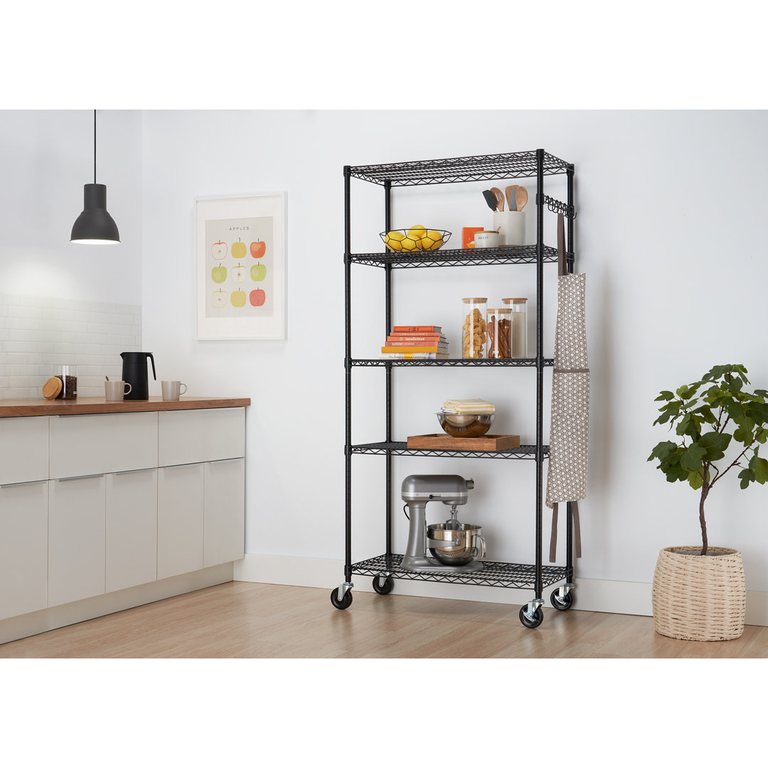 TRINITY EcoStorage 5-Tier NSF Steel Wire Shelving Unit w/ Wheels (36 in. W x 18 in. D) Trinity 