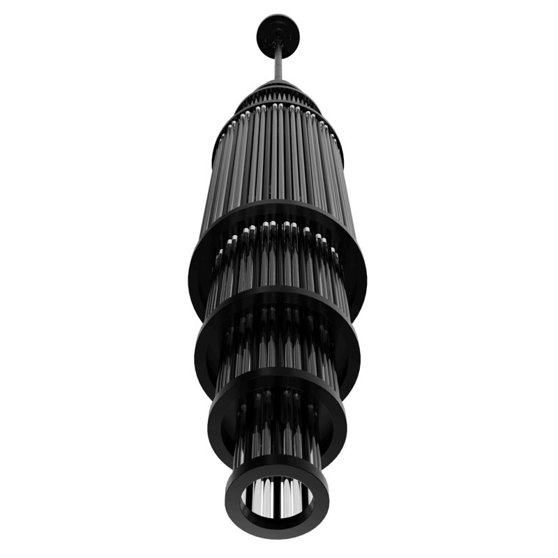 Waldorf Metal And Glass Rod Pendant, 146" H x 10" W, Polished Gunmetal, 17 Lights