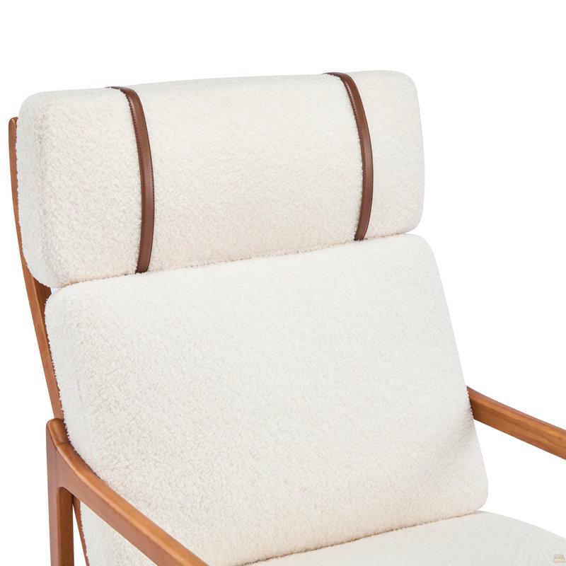 Fauteuil d'appoint Mid Mid Century, Beige bouclé