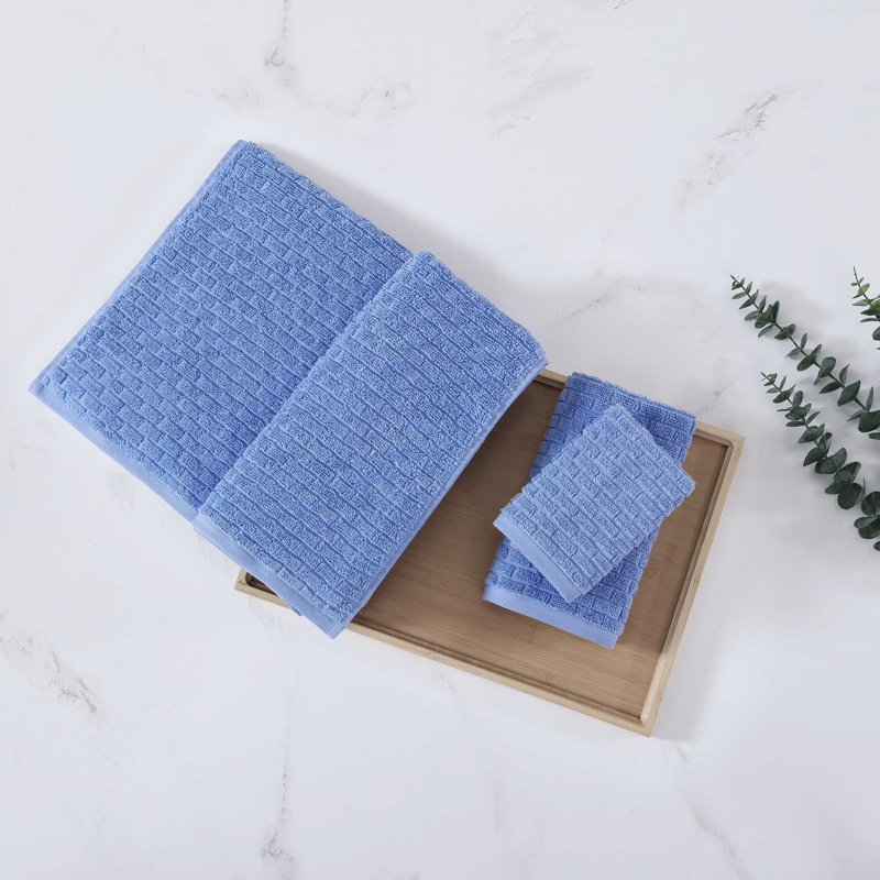 Tommy Hilfiger Brick Texture Cotton 6 Piece Towel Set, Blue