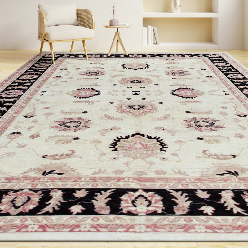 Tapis beige noué à la main de haute qualité