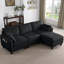 Canapé d'angle modulaire en chenille noire de 216 cm avec rangement, agencement à faire soi-même pour le salon, style contemporain, dossier divisé, accoudoirs carrés, structure en eucalyptus
