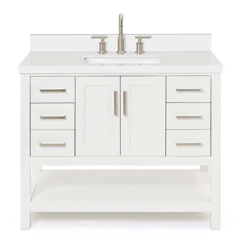 Ensemble de meuble-lavabo simple 43 po Moille, Blanc, Forme rectangulaire