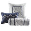 Édredon 7 pièces bleu marine pour très grand lit, coussins décoratifs et jupe-118742575