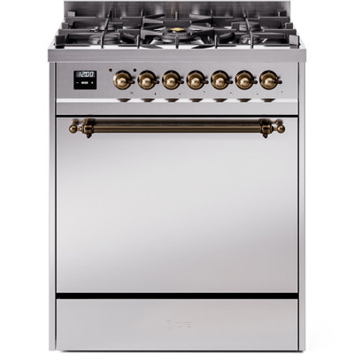 Cuisinière à double combustible ILVE Nostalgie II Series 30 po avec 5 brûleurs scellés (propane liquide, porte pleine)