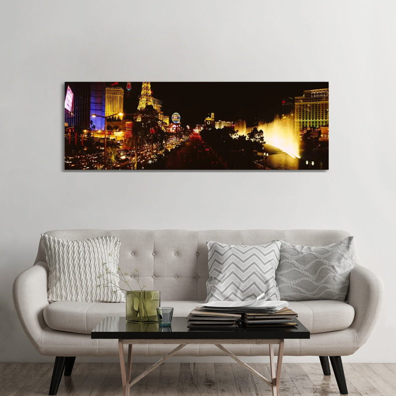 Buildings Lit Up At Night, Las Vegas, Nevada, USA #4 - Wrapped Canvas Panoramic Print, 182.88 cm H x 60.96 cm W