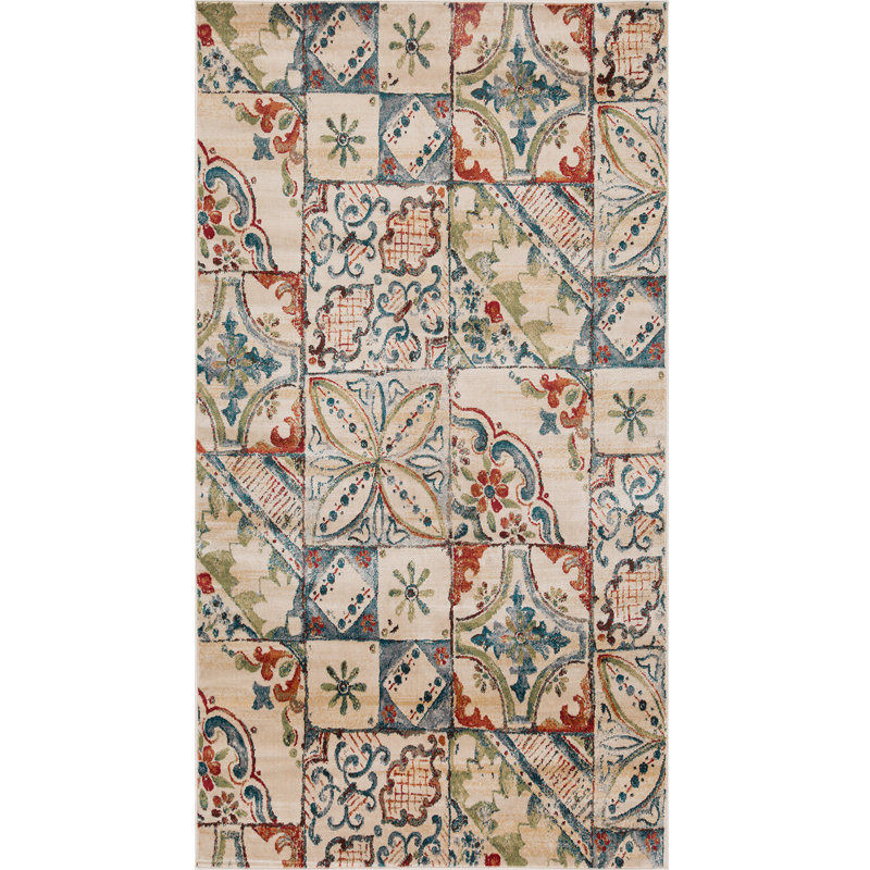 Vanessa 100% Polypropylene Modern Rustic Patchwork Area Rug, Rectangle 8' x 10'