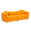 Pouf 3 places de 226 cm (89 pouces), structure en bois massif, pieds en métal, 4 coussins, lin et coton jaune, coussins doux pour la nuque, oreillers lavables, idéal pour un salon, un bureau ou une réception.