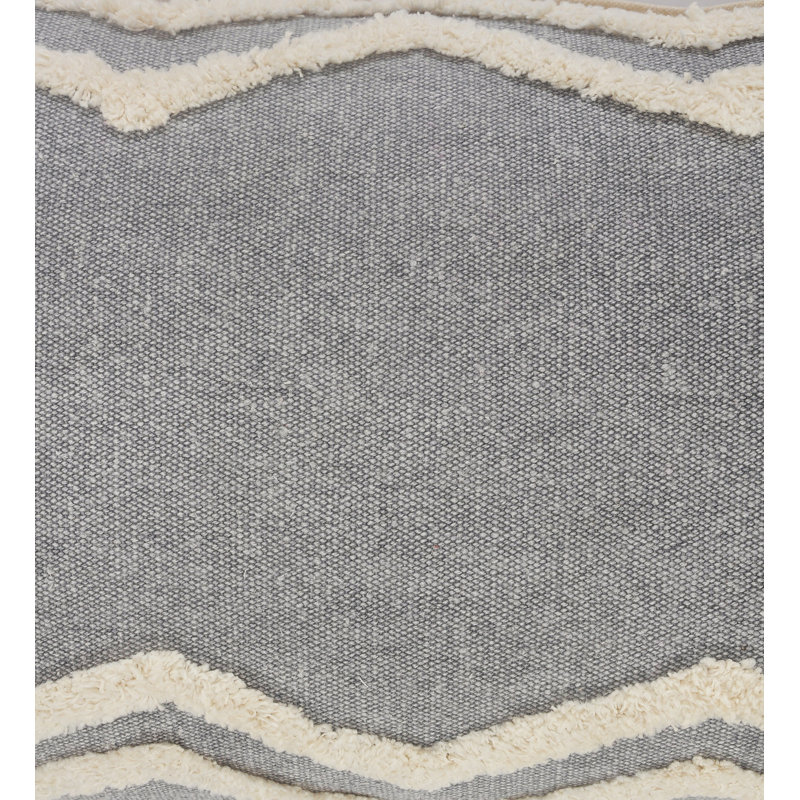 Contemporary Gray Chevron Overtufted Cotton Throw Pillow Set