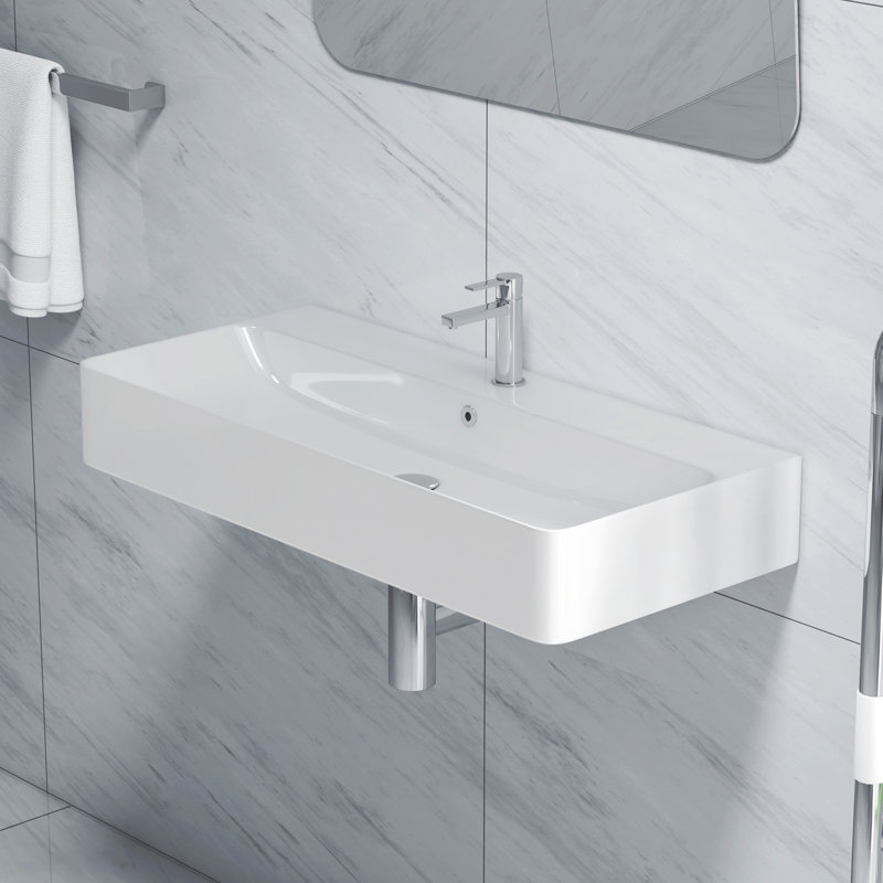 Turner 35.5“ W x 16.5" D Vitreous China Rectangular Wall Bathroom Sink with Overflow