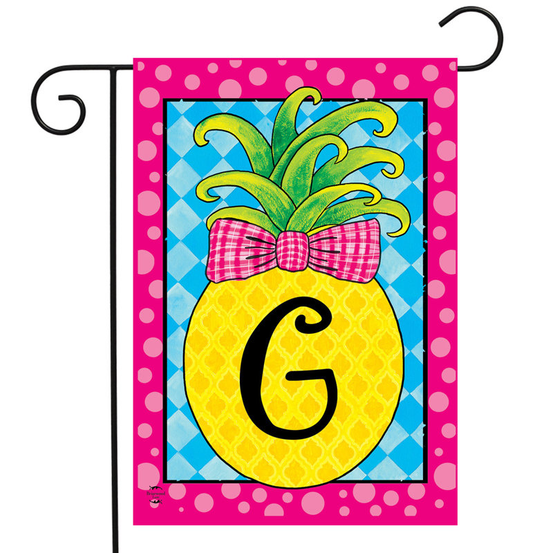 Pineapple Monogram Letter G Garden Flag