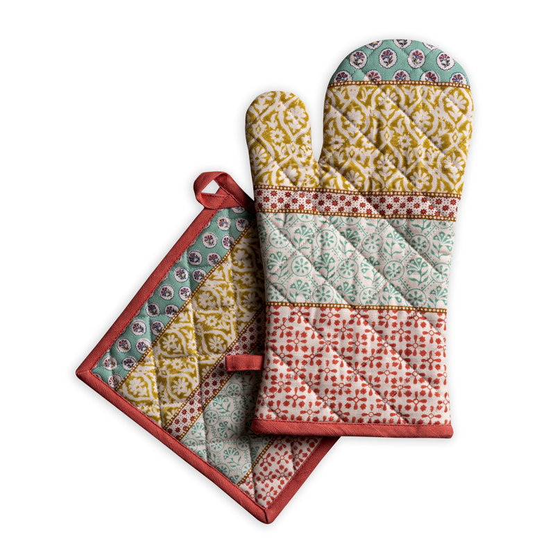 Maison D' Hermine Paisley Cotton Potholder & Oven Mitt Set
