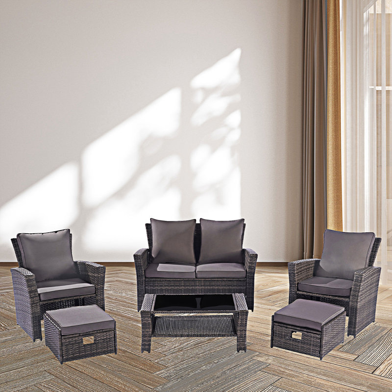 Westerlund 4 - Person Patio Dining Set with Rectangular Table , Cushions Included, Gray
